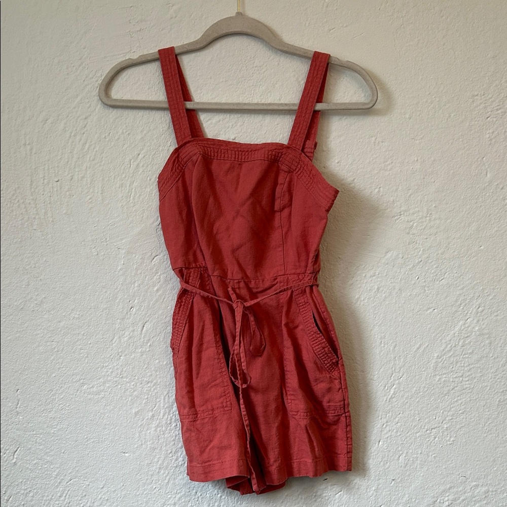 Old Navy Coral Women’s Cotton Romper with Tie Waist